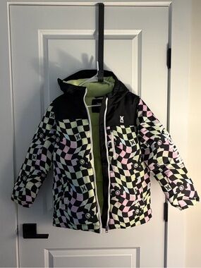 Hurley Black Jacket with Pastel Pink & Pastel Green Checkered Pattern